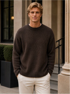 Holebrook Sweater Men 2XL Merino Wool Rib Knit Scandinavian Cabincore Cozy Brown